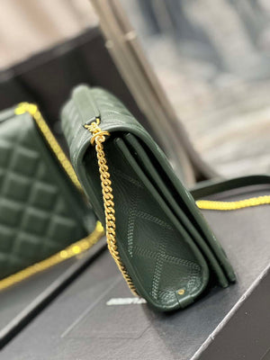 YSL 629246 Saint Laurent Becky Chain Shoulder Bag 25cm Leather Green - Default Title - View 5