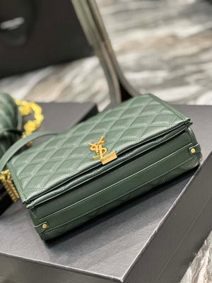 YSL 629246 Saint Laurent Becky Chain Shoulder Bag 25cm Leather Green - Default Title - View 7