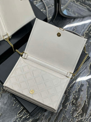 YSL 629246 Saint Laurent Becky Chain Shoulder Bag 25cm Leather White - Default Title - View 8