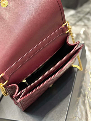 YSL 629246 Saint Laurent Becky Chain Shoulder Bag 25cm Leather Wine Red - Default Title - View 9