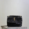YSL 633151 Niki Baby Chain Bag Black wax leather with gold