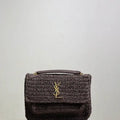 YSL 633151 Niki Baby Chain Bag Coffee Raffia