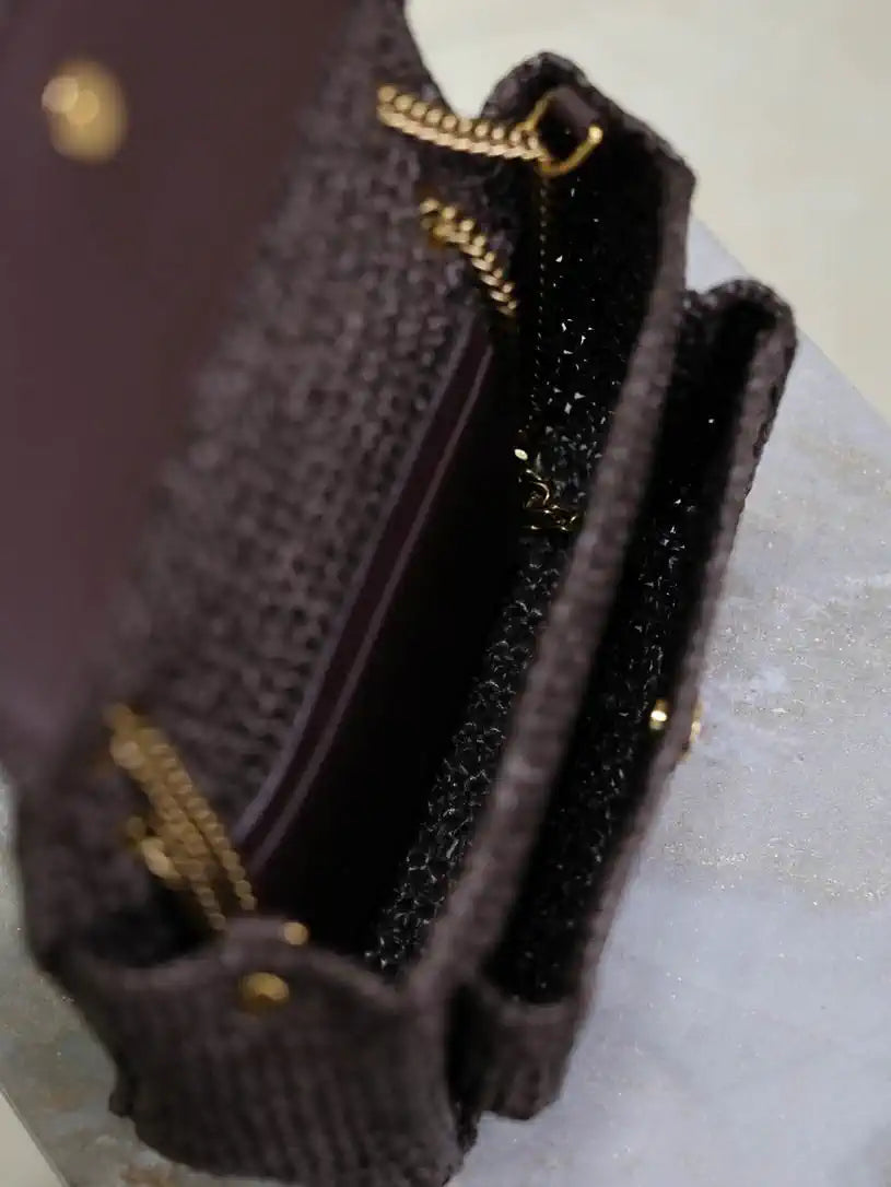 YSL 633151 Niki Baby Chain Bag Coffee Raffia