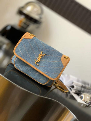 YSL 633151 Niki Baby Chain Bag Denim with leather - Default Title - View 1