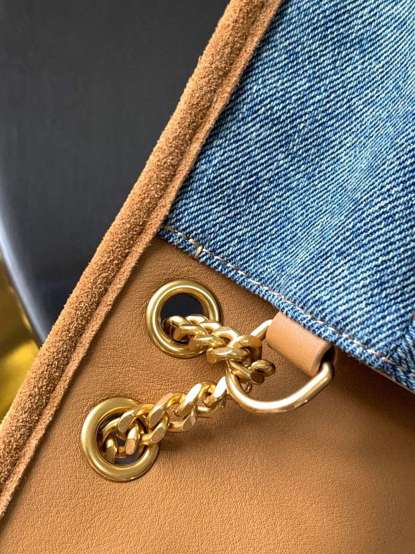 YSL 633151 Niki Baby Chain Bag Denim with leather