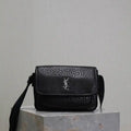 YSL 633151 Niki Baby Chain Bag Elephant pattern Lambskin leather Black