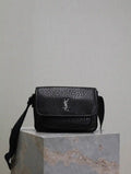 YSL 633151 Niki Baby Chain Bag Elephant pattern Lambskin leather Black
