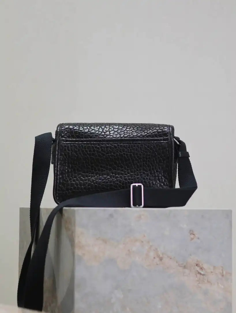 YSL 633151 Niki Baby Chain Bag Elephant pattern Lambskin leather Black