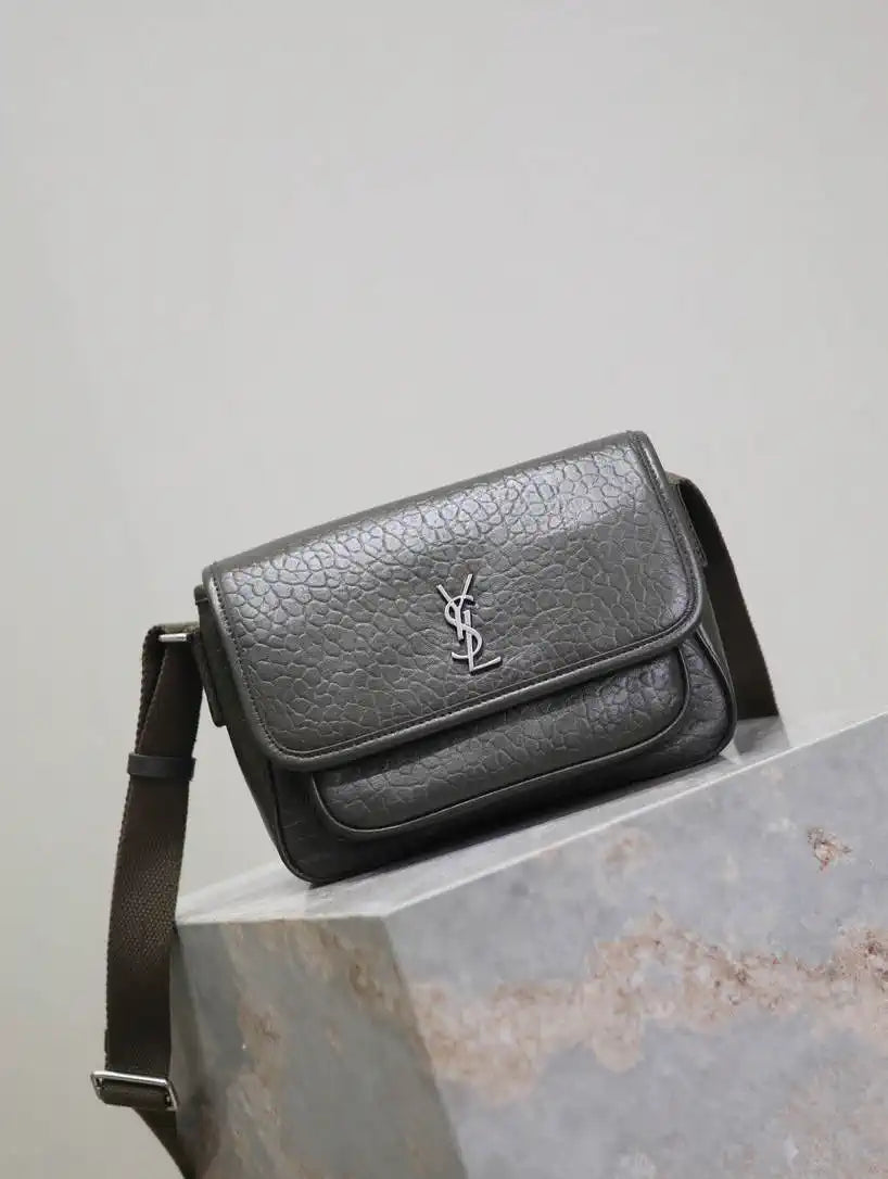 YSL 633151 Niki Baby Chain Bag Elephant pattern Lambskin leather dark Green