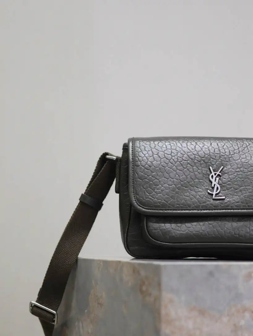 YSL 633151 Niki Baby Chain Bag Elephant pattern Lambskin leather dark Green