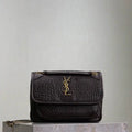 YSL 633151 Niki Baby Chain Bag Elephant pattern with gold leather Dark Brown