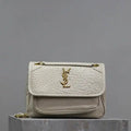 YSL 633151 Niki Baby Chain Bag Elephant pattern with gold leather White