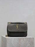 YSL 633151 Niki Baby Chain Bag Elephant pattern with gold leather Dark Green