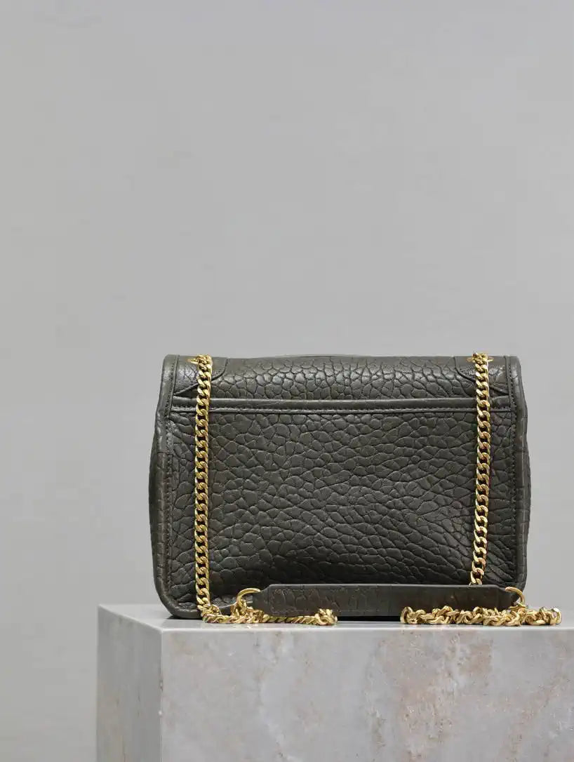 YSL 633151 Niki Baby Chain Bag Elephant pattern with gold leather Dark Green