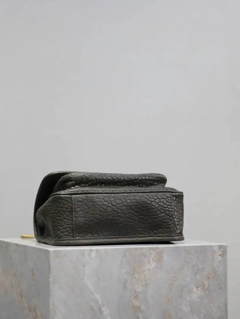 YSL 633151 Niki Baby Chain Bag Elephant pattern with gold leather Dark Green