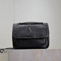 YSL 633151 Niki Baby Chain Bag Elephant pattern leather with Silver Black