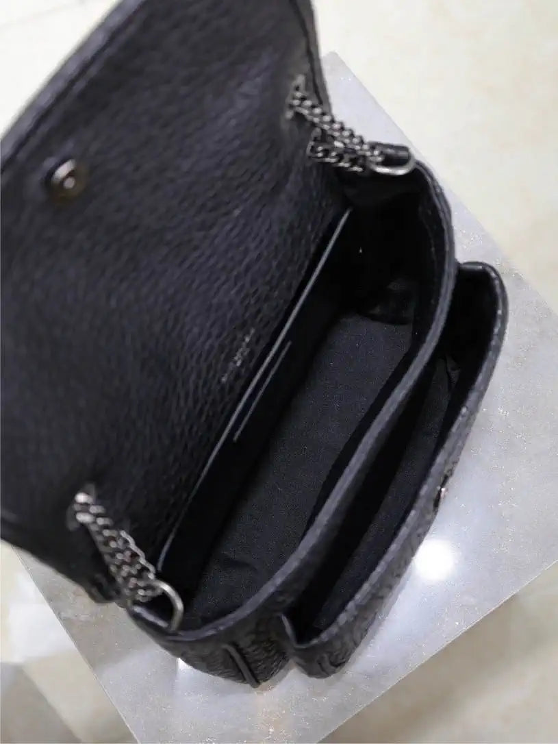 YSL 633151 Niki Baby Chain Bag Elephant pattern leather with Silver Black
