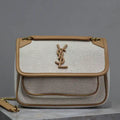 YSL 633151 Niki Baby Chain Bag IN Apricot cowhide with cotton and linen