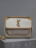 YSL 633151 Niki Baby Chain Bag IN Apricot cowhide with cotton and linen