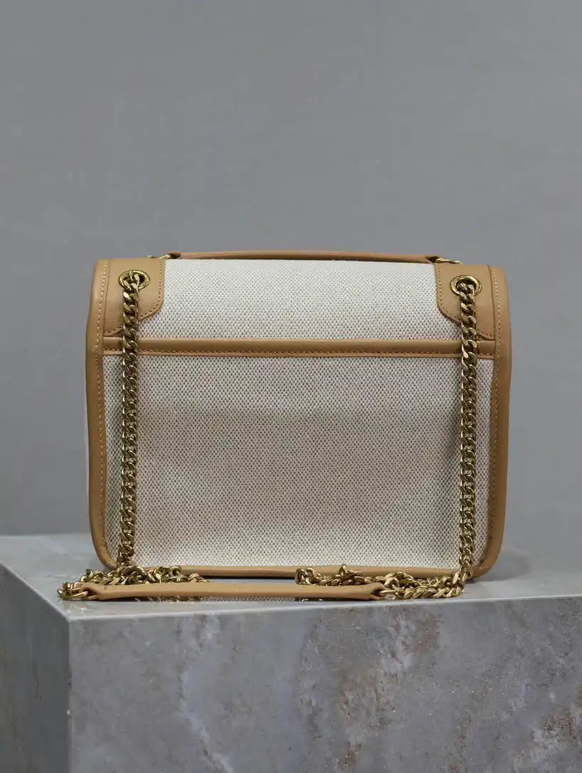 YSL 633151 Niki Baby Chain Bag IN Apricot cowhide with cotton and linen