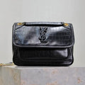 YSL 633151 Niki Baby Chain Bag IN crocodile Leather Black