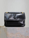 YSL 633151 Niki Baby Chain Bag IN crocodile Leather Black