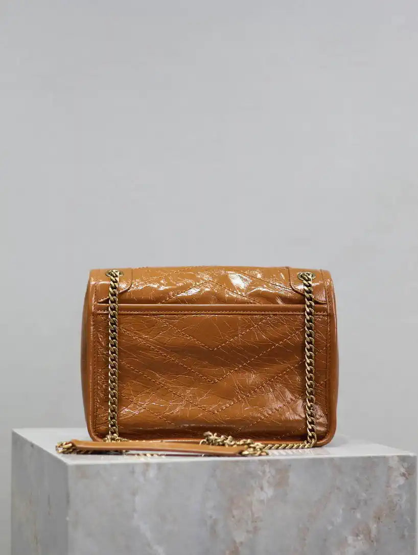 YSL 633151 Niki Baby Chain Bag IN VINTAGE Calf  Leather khaki Yellow