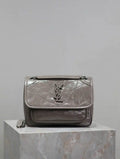 YSL 633151 Niki Baby Chain Bag IN VINTAGE Calf Leather Gray