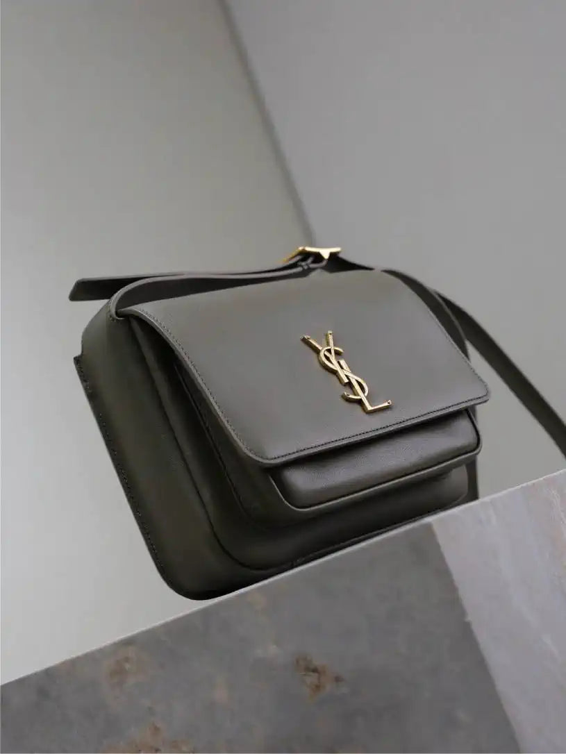 YSL 633151 Niki Baby Chain Bag Lambskin leather Dark Green