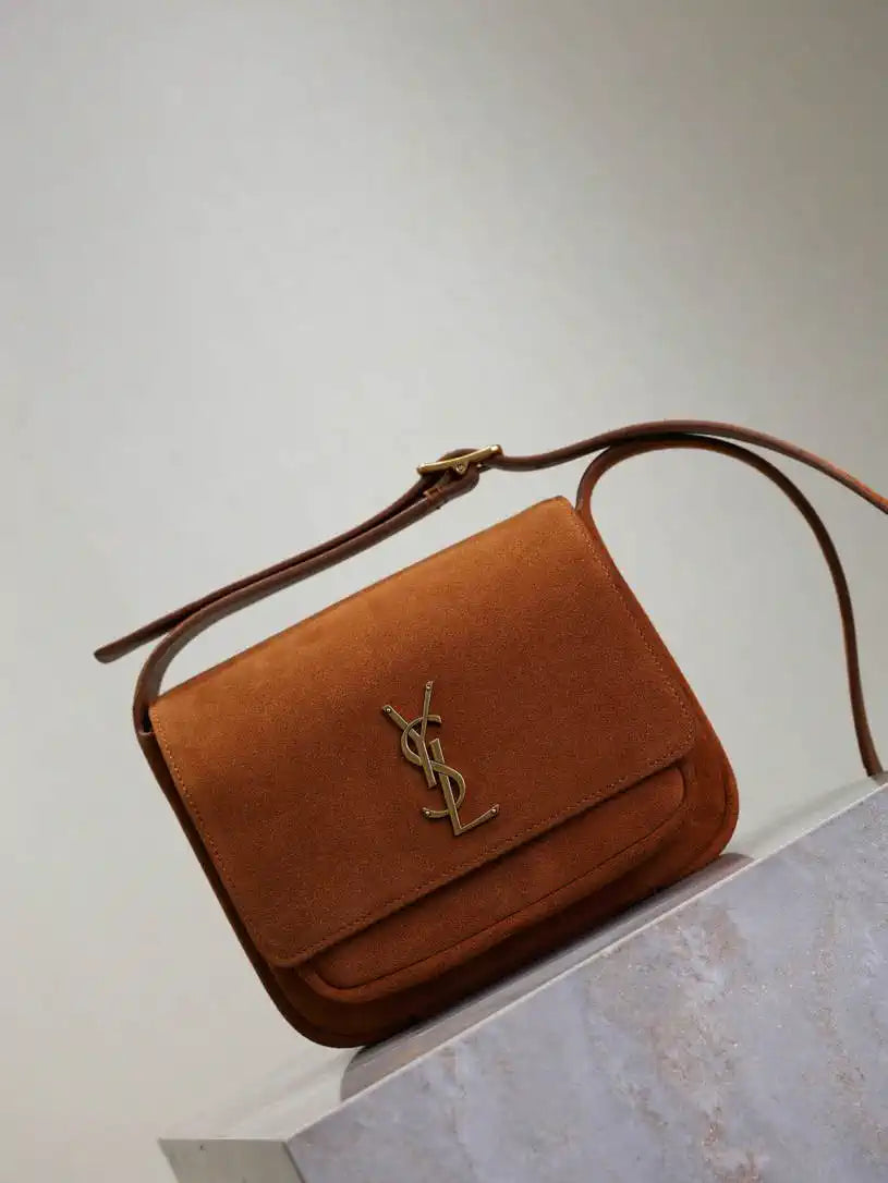 YSL 633151 Niki Baby Chain Bag Suede leather Brown