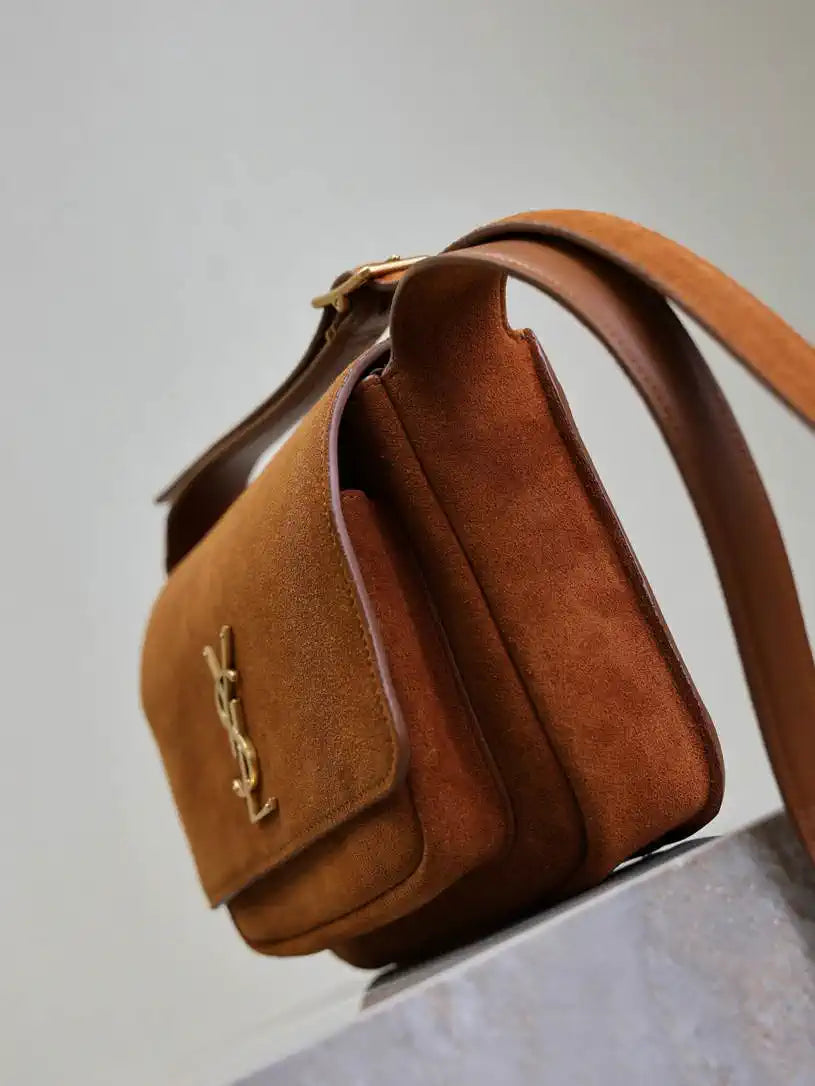 YSL 633151 Niki Baby Chain Bag Suede leather Brown