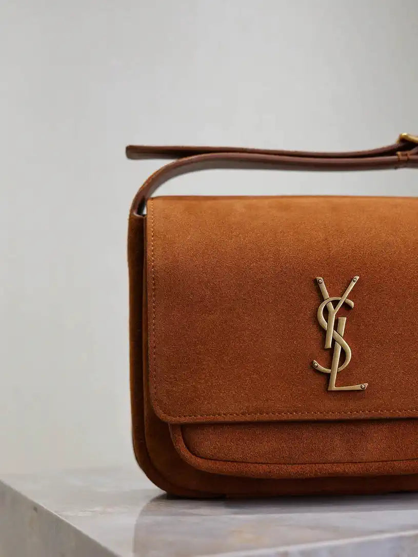 YSL 633151 Niki Baby Chain Bag Suede leather Brown