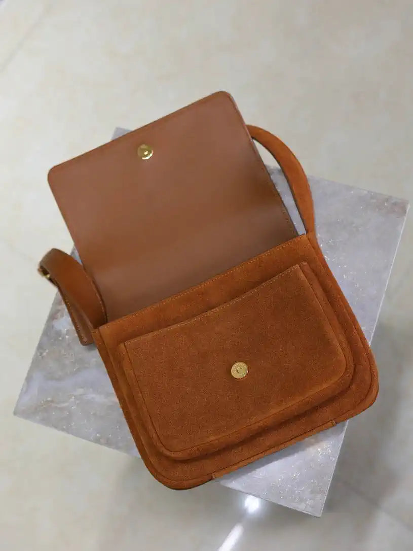 YSL 633151 Niki Baby Chain Bag Suede leather Brown