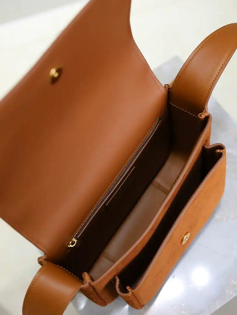YSL 633151 Niki Baby Chain Bag Suede leather Brown