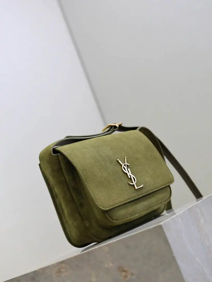 YSL 633151 Niki Baby Chain Bag Suede leather Green