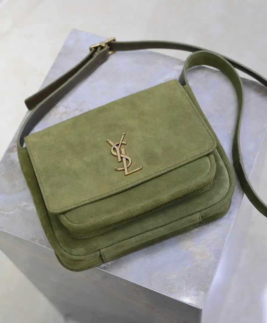 YSL 633151 Niki Baby Chain Bag Suede leather Green