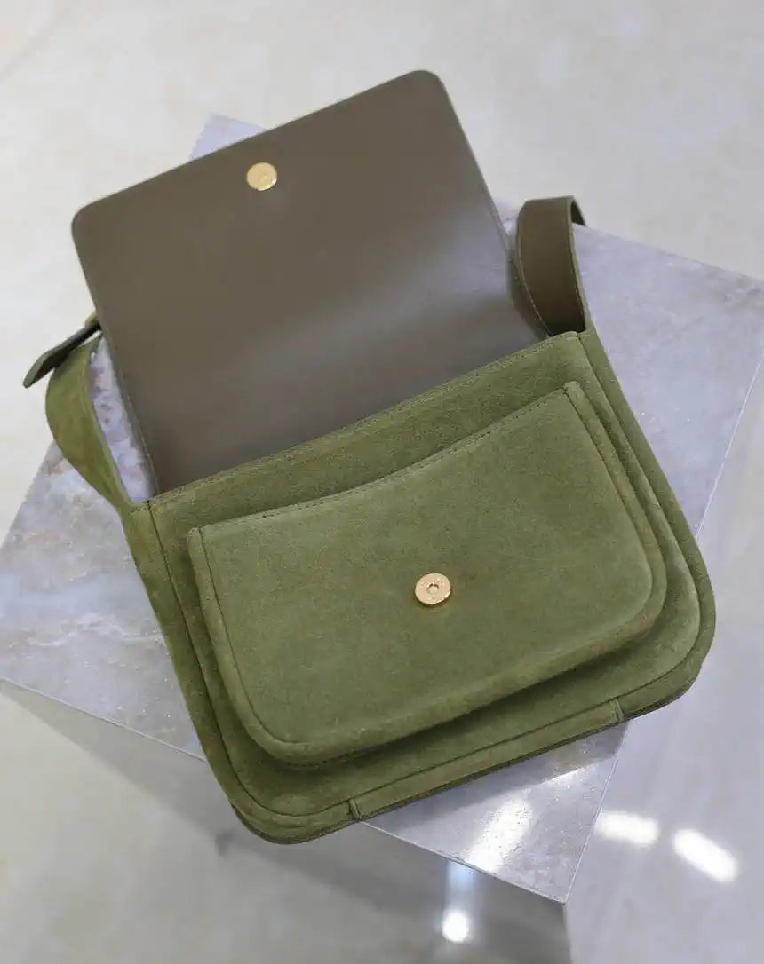 YSL 633151 Niki Baby Chain Bag Suede leather Green