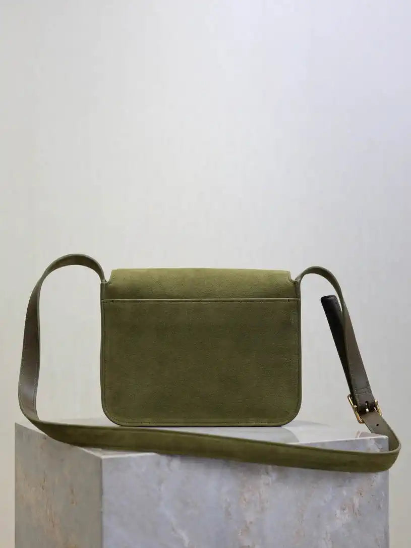 YSL 633151 Niki Baby Chain Bag Suede leather Green