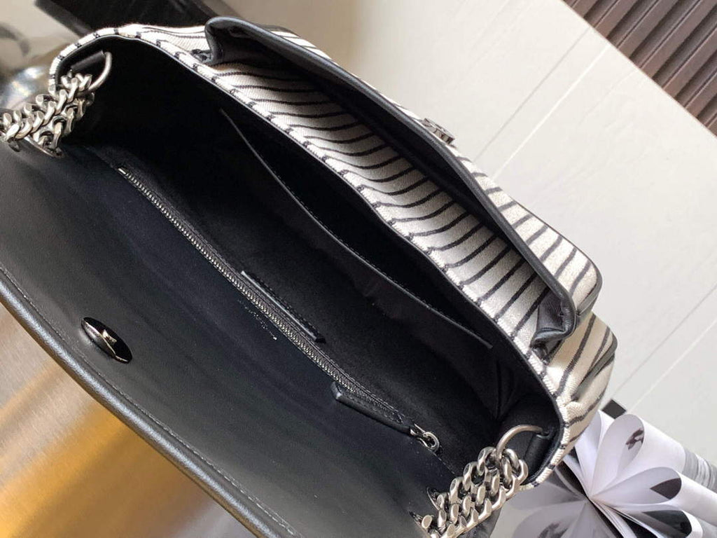 YSL 633158 Niki Medium Chain Bag Canvas And Smooth Leather