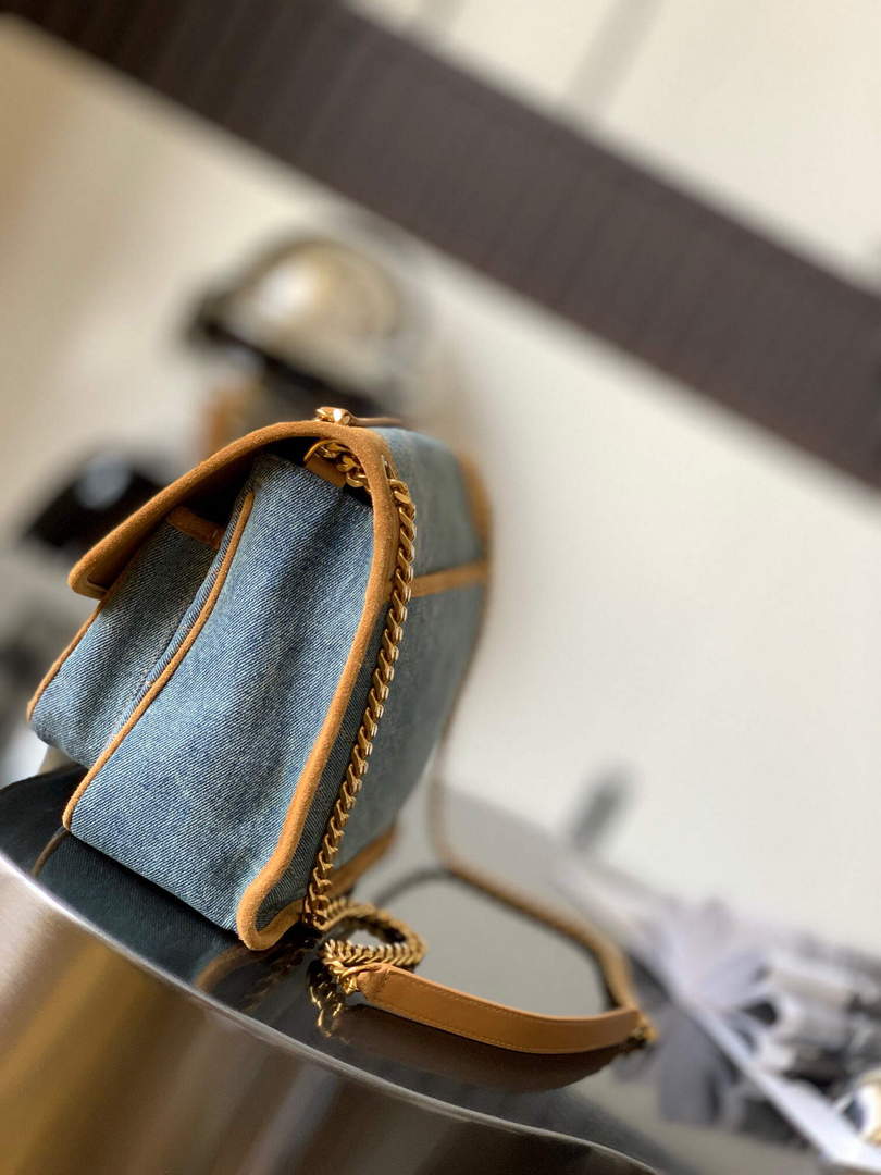 YSL 633158 Niki Medium Chain Bag Denim with leather