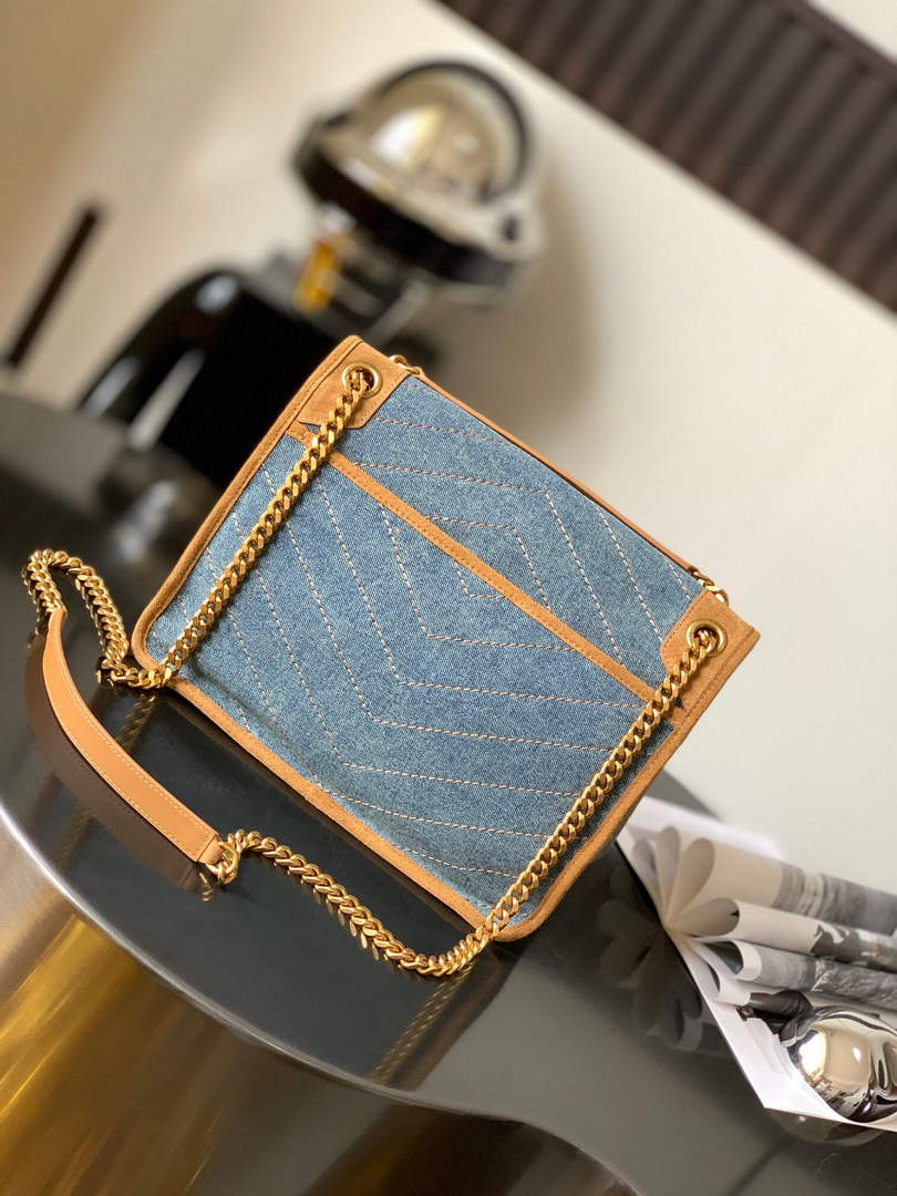 YSL 633158 Niki Medium Chain Bag Denim with leather - Default Title - View 3