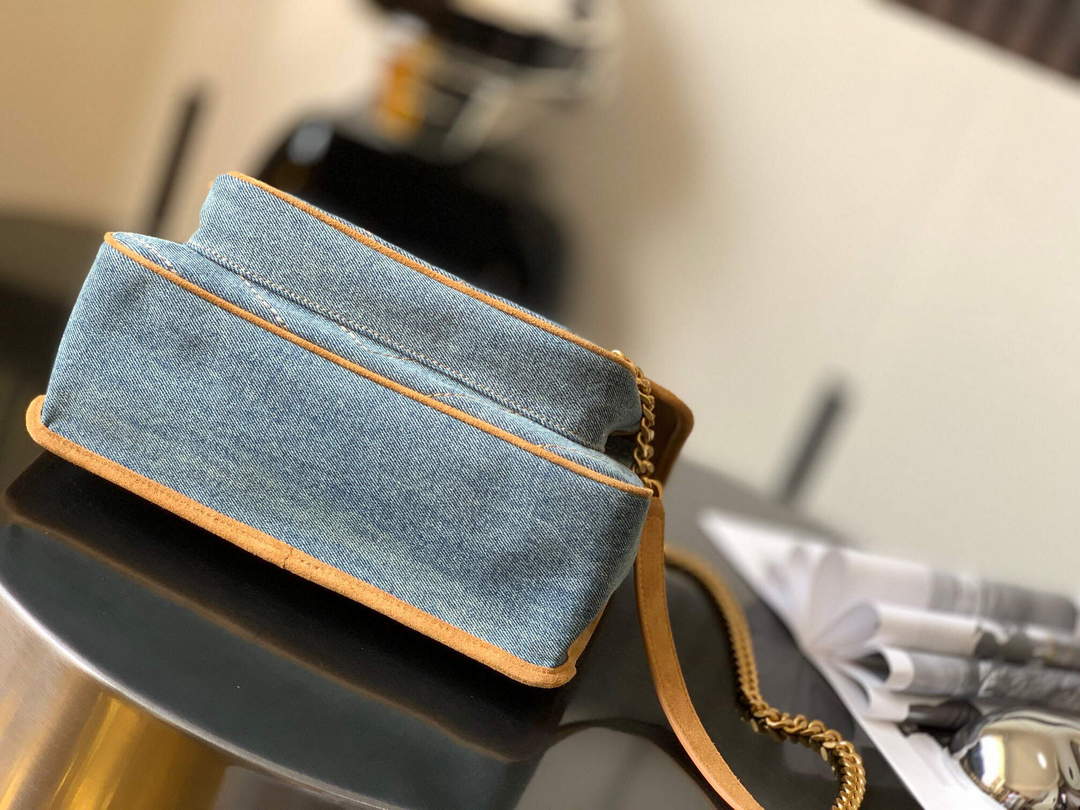 YSL 633158 Niki Medium Chain Bag Denim with leather