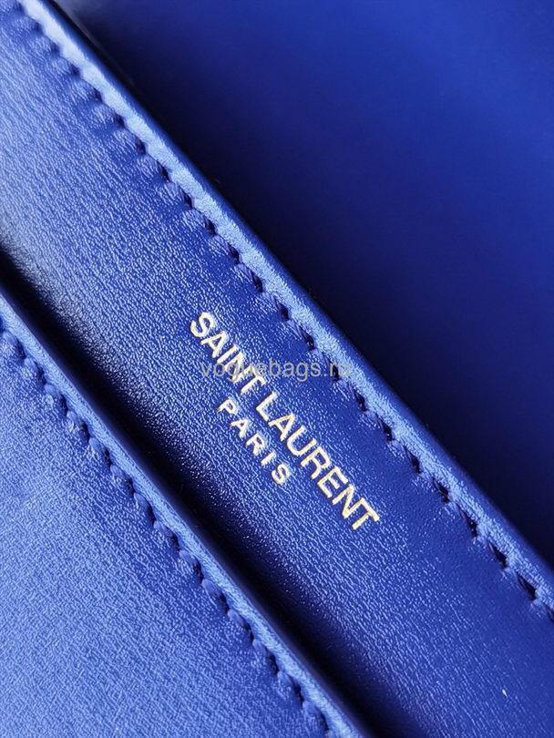 YSL 634306 Yves Saint Laurent Solferino Box small Shoulder Handbag Blue - luxibagsmall