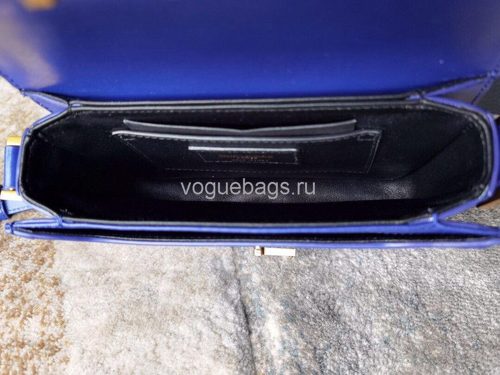 YSL 634306 Yves Saint Laurent Solferino Box small Shoulder Handbag Blue - luxibagsmall