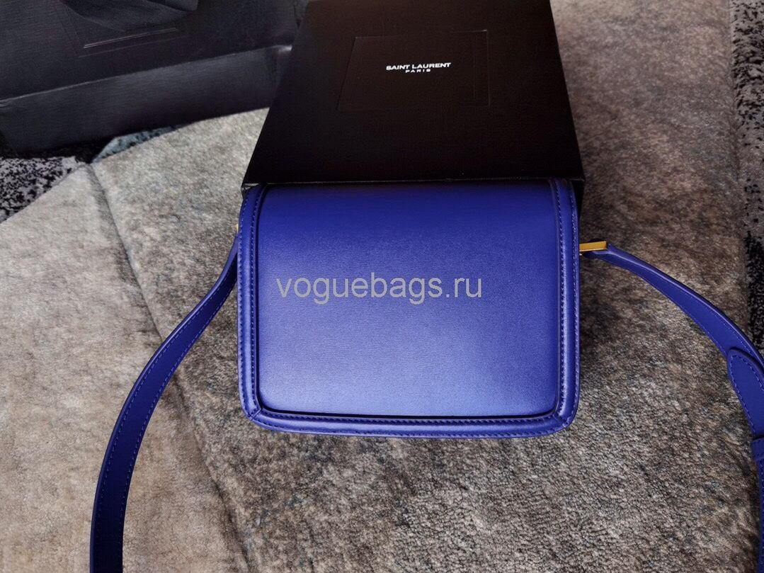 YSL 634306 Yves Saint Laurent Solferino Box small Shoulder Handbag Blue - luxibagsmall