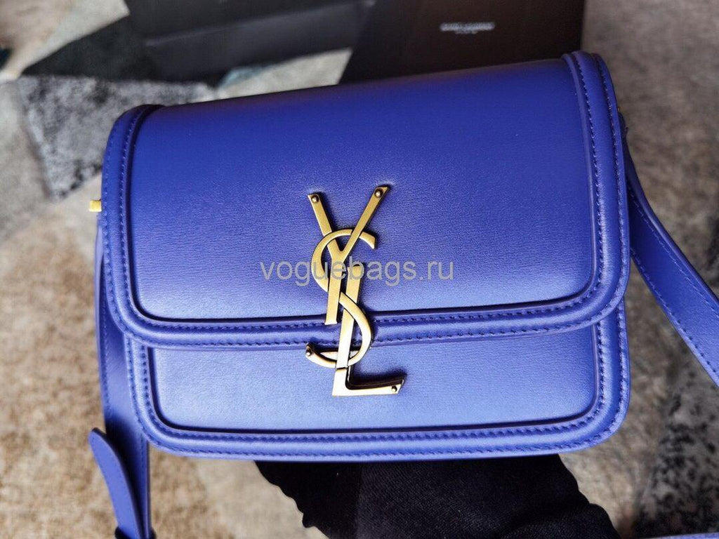 YSL 634306 Yves Saint Laurent Solferino Box small Shoulder Handbag Blue - luxibagsmall