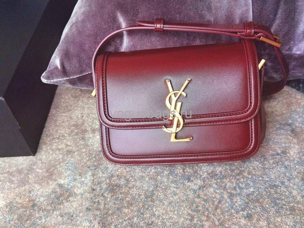 YSL 634306 Yves Saint Laurent Solferino Box small Shoulder Handbag Wine Red - luxibagsmall