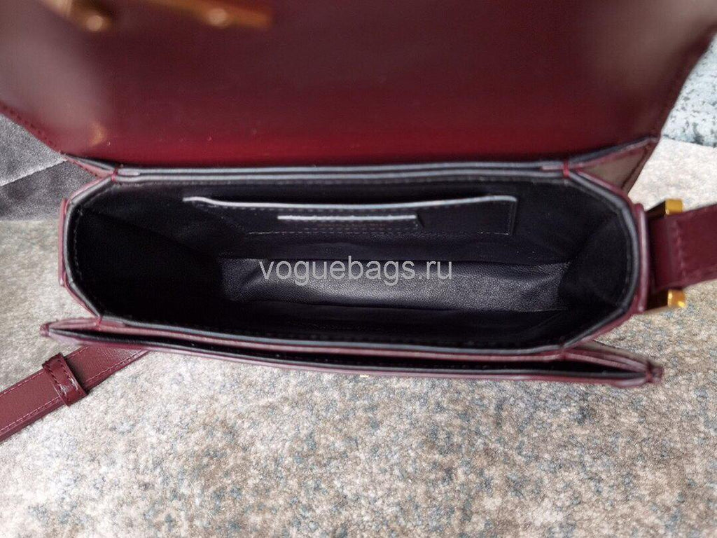 YSL 634306 Yves Saint Laurent Solferino Box small Shoulder Handbag Wine Red - luxibagsmall