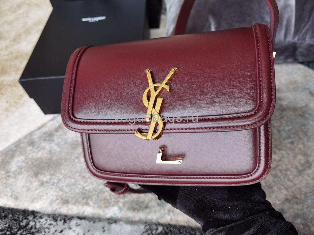 YSL 634306 Yves Saint Laurent Solferino Box small Shoulder Handbag Wine Red - luxibagsmall