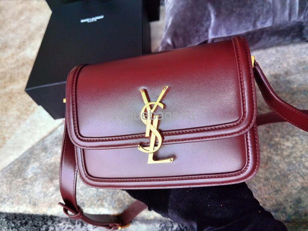 YSL 634306 Yves Saint Laurent Solferino Box small Shoulder Handbag Wine Red - luxibagsmall